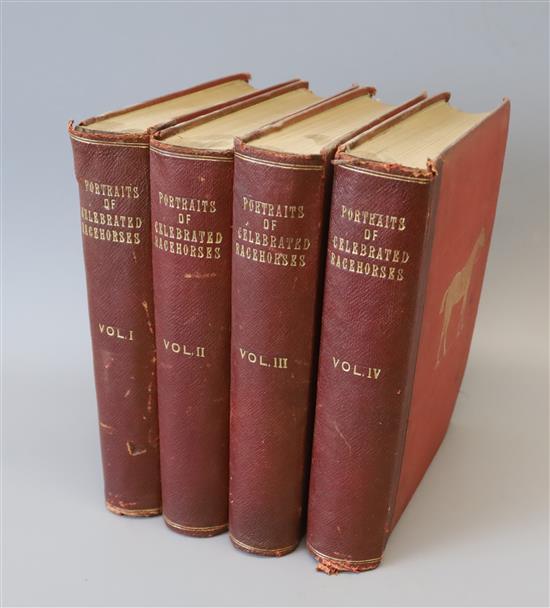 Taunton, Thomas Henry - Portraits of Celebrated Racehorses of the Past and Present, 4 vols, qto, half morocco gilt, worn, London 1887-8